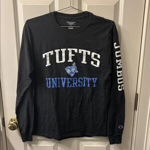 Tufts University Champion Unisex Dark Grey Long Sleeve Shirt